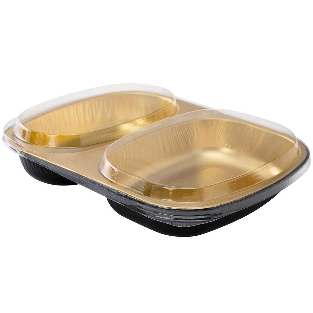 Foil Lux Clear Plastic Flat Lid - Fits 2-Compartment Foil Container - 100 count box