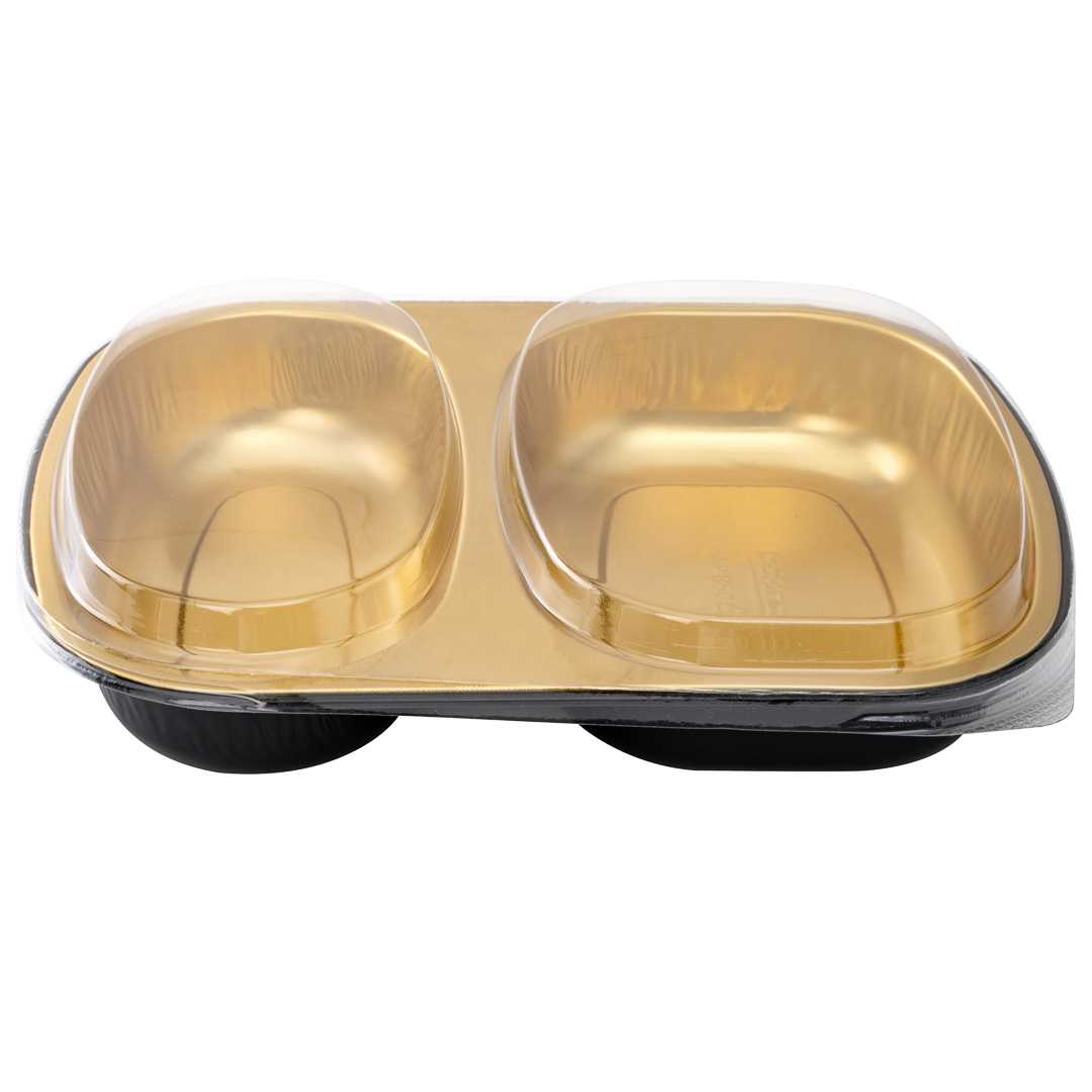 Foil Lux Clear Plastic Flat Lid - Fits 2-Compartment Foil Container - 100 count box