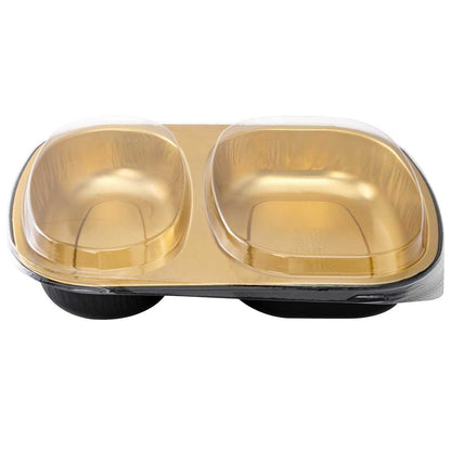 Foil Lux Clear Plastic Flat Lid - Fits 2-Compartment Foil Container - 100 count box