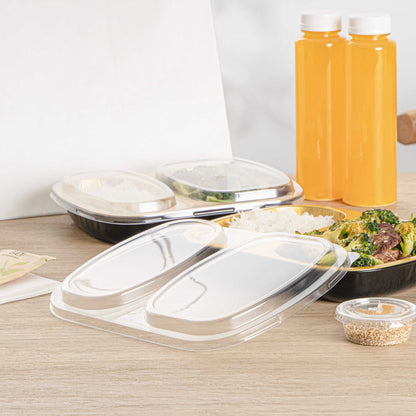 Foil Lux Clear Plastic Flat Lid - Fits 2-Compartment Foil Container - 100 count box