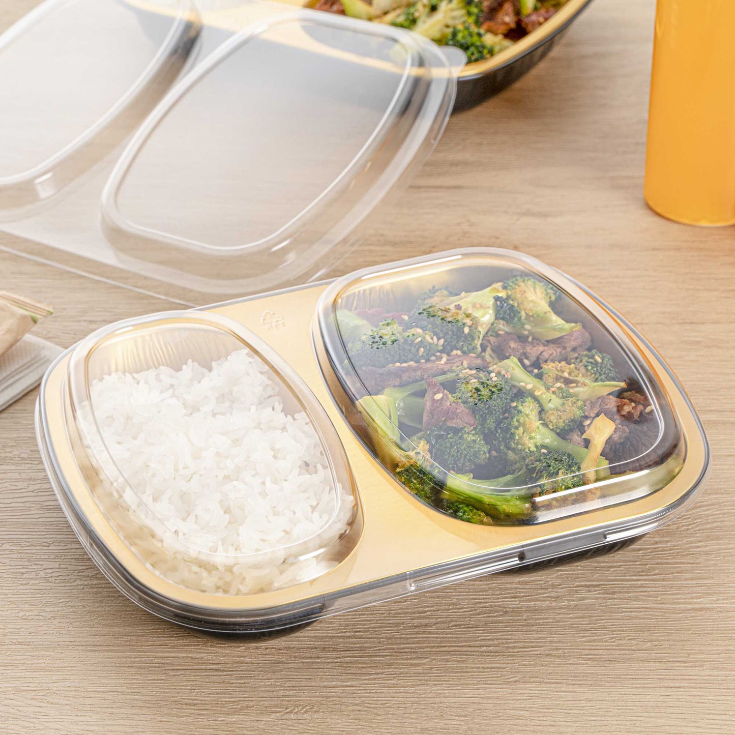 Foil Lux Clear Plastic Flat Lid - Fits 2-Compartment Foil Container - 100 count box