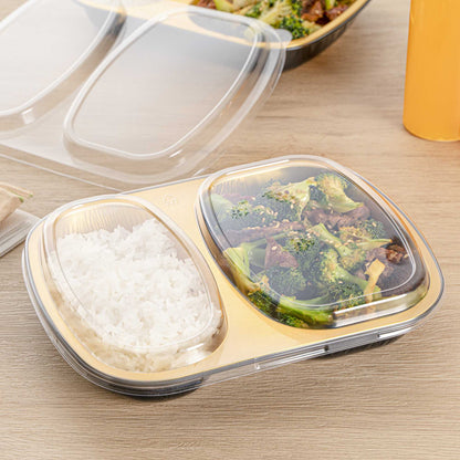 Foil Lux Clear Plastic Flat Lid - Fits 2-Compartment Foil Container - 100 count box