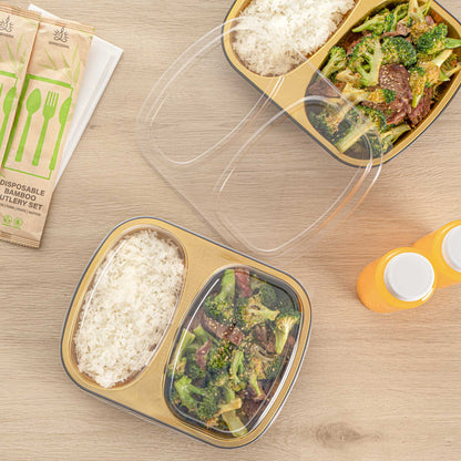 Foil Lux Clear Plastic Flat Lid - Fits 2-Compartment Foil Container - 100 count box