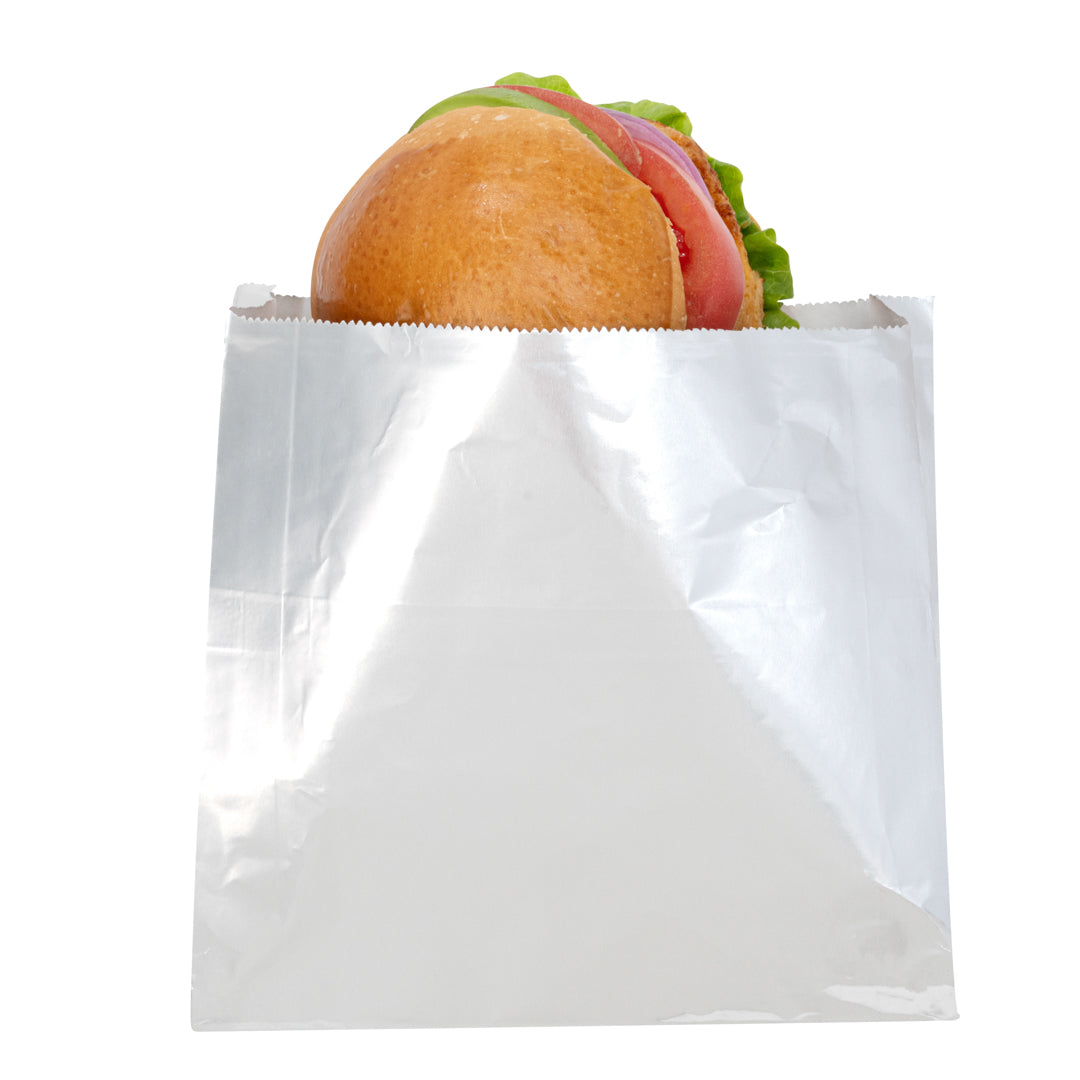 Bag Tek Foil Paper Hot Sandwich Bag - 7 3/4" x 1 3/4" x 7 3/4" - 100 count box