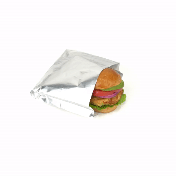 Bag Tek Foil Paper Hot Sandwich Bag - 7 3/4" x 1 3/4" x 7 3/4" - 100 count box