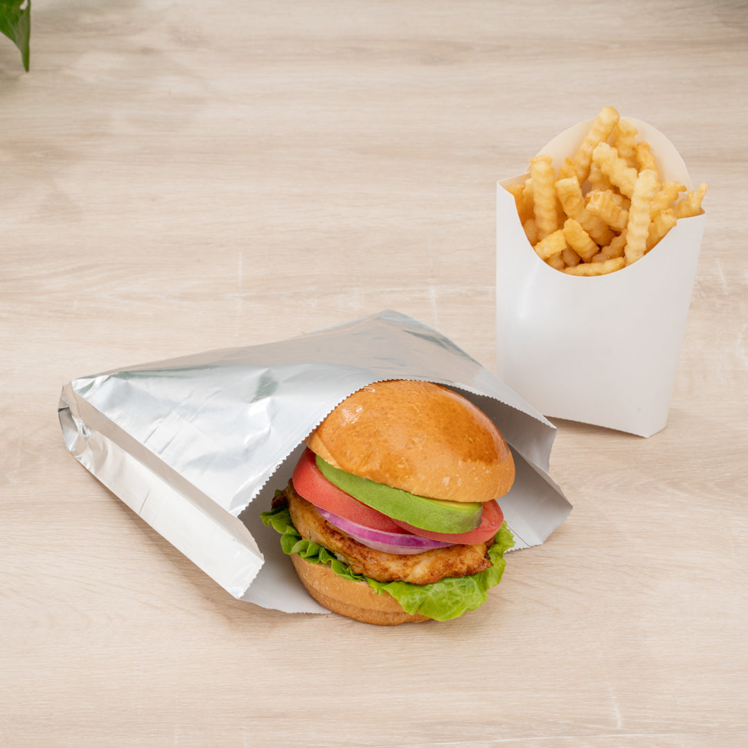 Bag Tek Foil Paper Hot Sandwich Bag - 7 3/4" x 1 3/4" x 7 3/4" - 100 count box