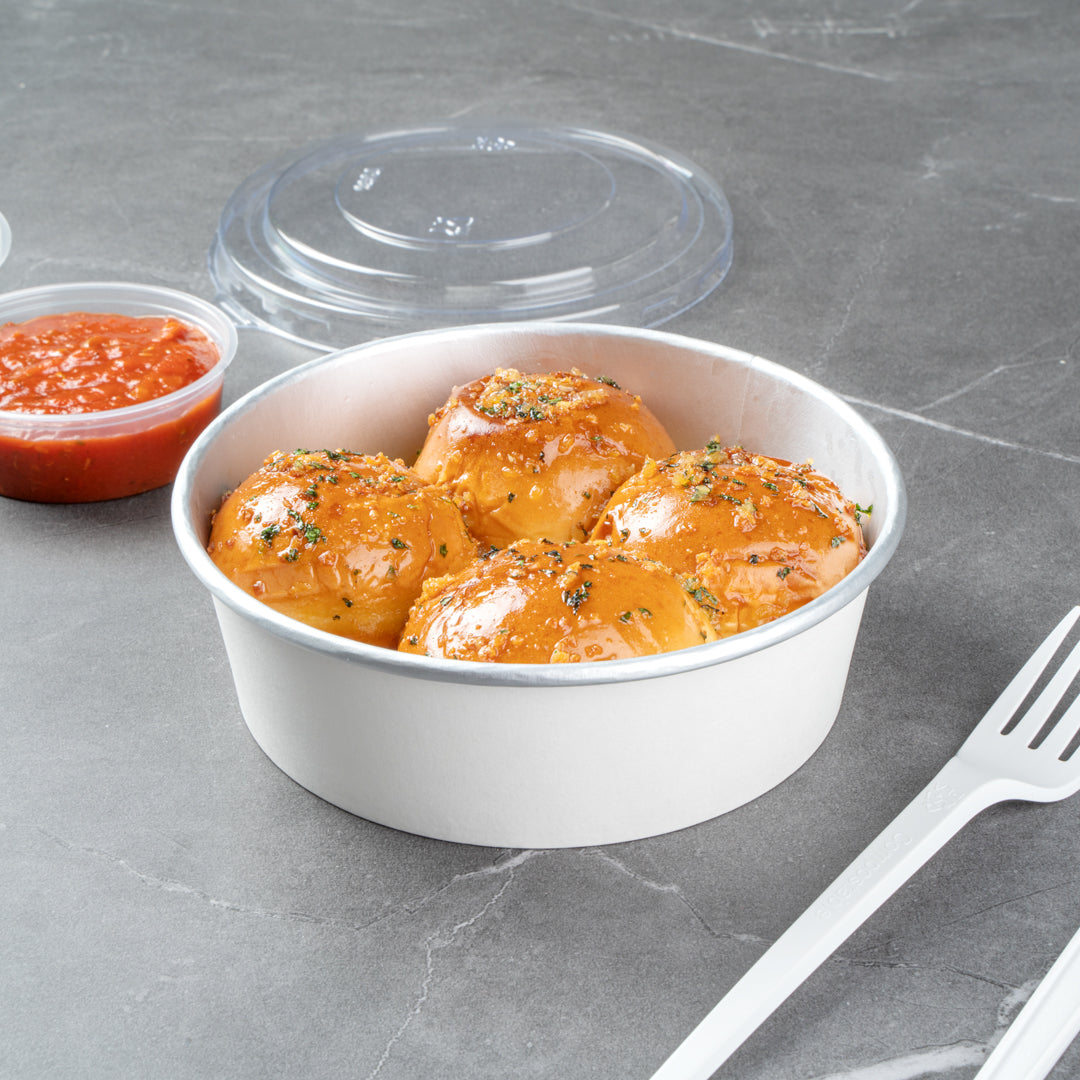 Foil Lux 17 oz White Paper Take Out Container - with Foil Interior - 6" x 6" x 1 3/4" - 200 count box