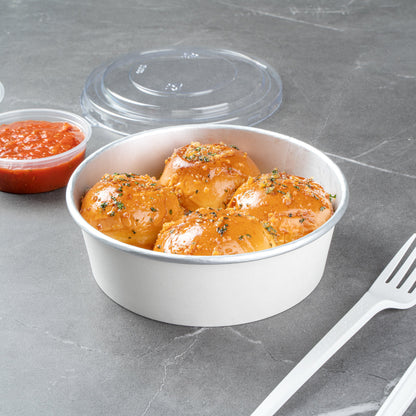 Foil Lux 17 oz White Paper Take Out Container - with Foil Interior - 6" x 6" x 1 3/4" - 200 count box