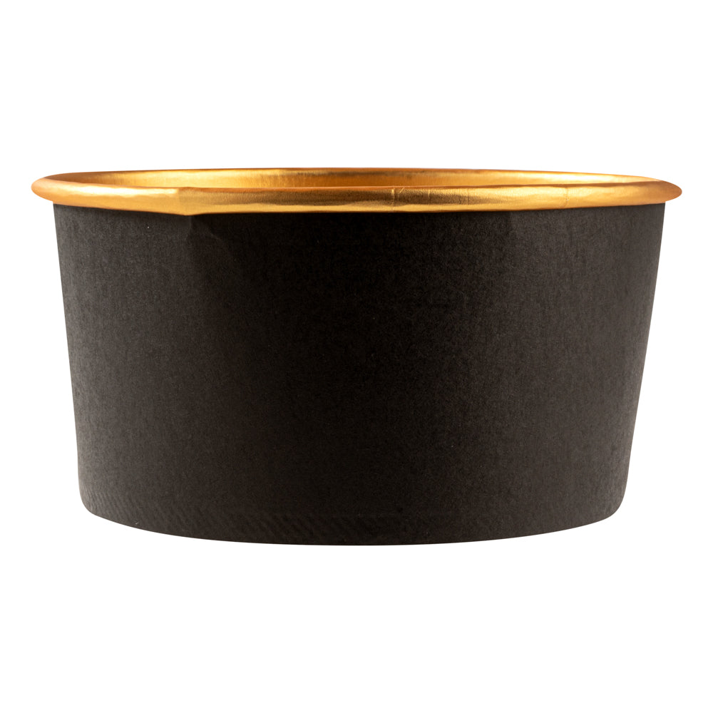 Foil Lux 25 oz Black And Gold Paper Take Out Container - with Foil Interior - 6" x 6" x 2 1/4" - 50 count box