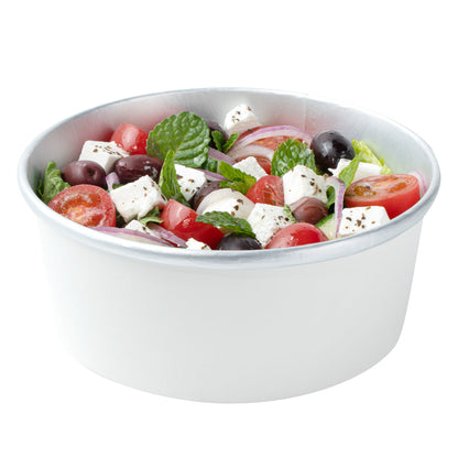 Foil Lux 25 oz White Paper Take Out Container - with Foil Interior - 6" x 6" x 2 1/4" - 200 count box
