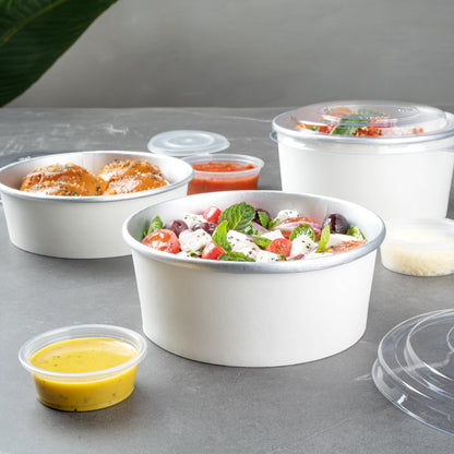Foil Lux 25 oz White Paper Take Out Container - with Foil Interior - 6" x 6" x 2 1/4" - 200 count box
