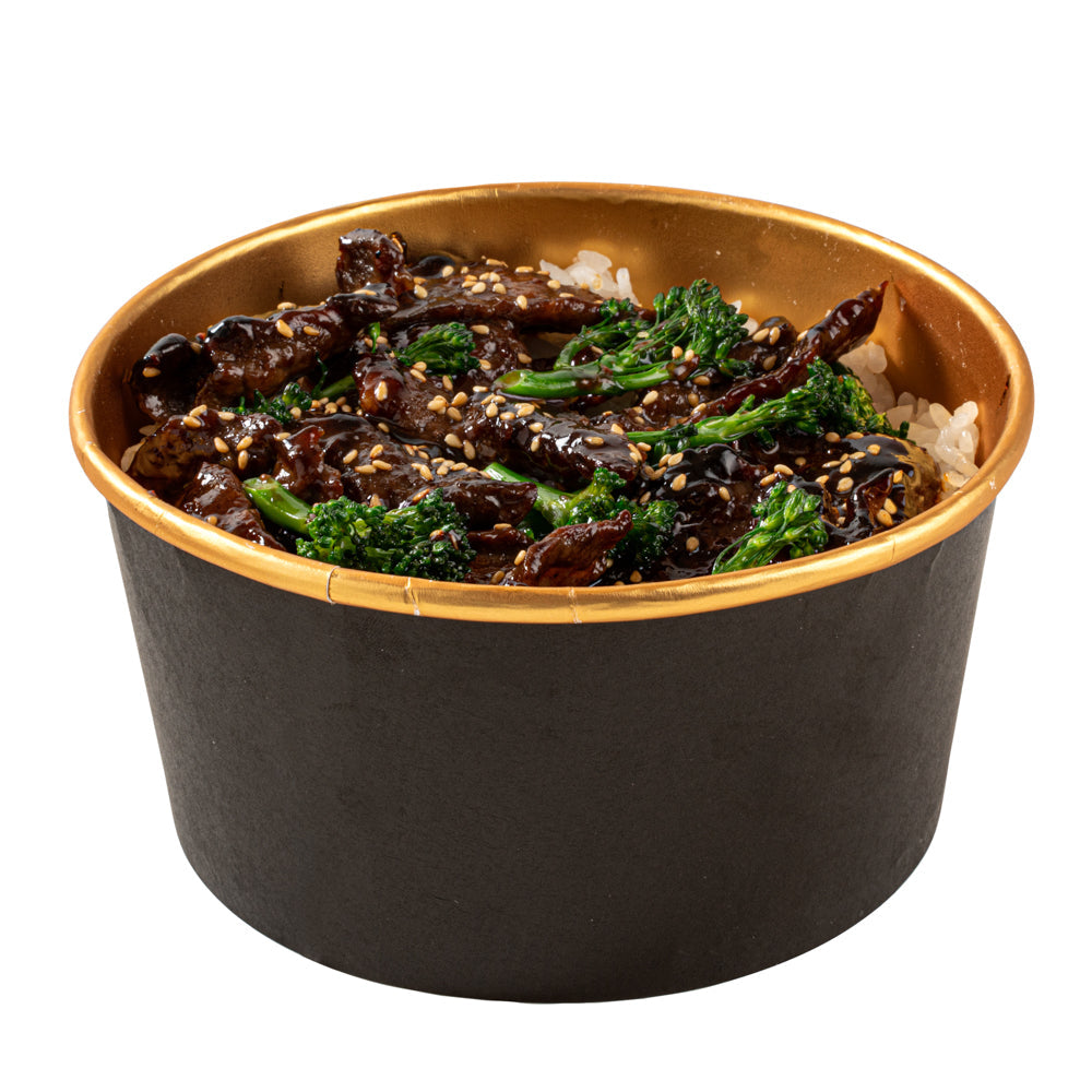 Foil Lux 33 oz Black And Gold Paper Take Out Container - with Foil Interior - 6" x 6" x 3" - 50 count box