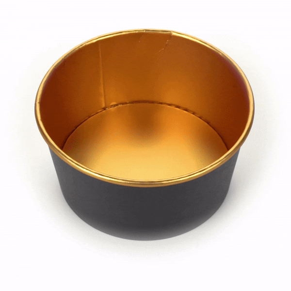 Foil Lux 33 oz Black And Gold Paper Take Out Container - with Foil Interior - 6" x 6" x 3" - 50 count box