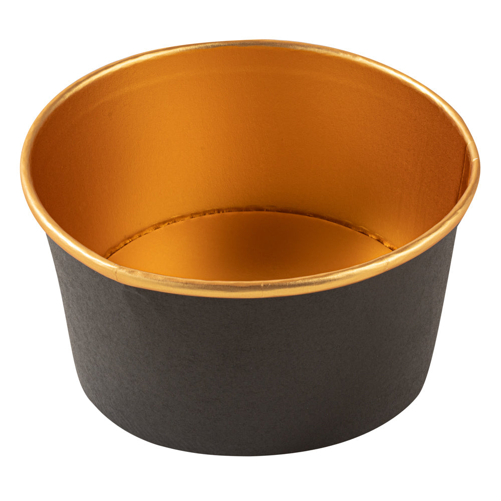 Foil Lux 33 oz Black And Gold Paper Take Out Container - with Foil Interior - 6" x 6" x 3" - 50 count box