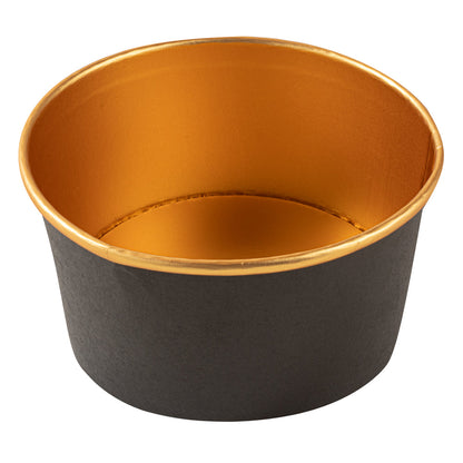 Foil Lux 33 oz Black And Gold Paper Take Out Container - with Foil Interior - 6" x 6" x 3" - 50 count box