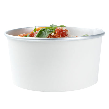 Foil Lux 33 oz White Paper Take Out Container - with Foil Interior - 6" x 6" x 3" - 200 count box