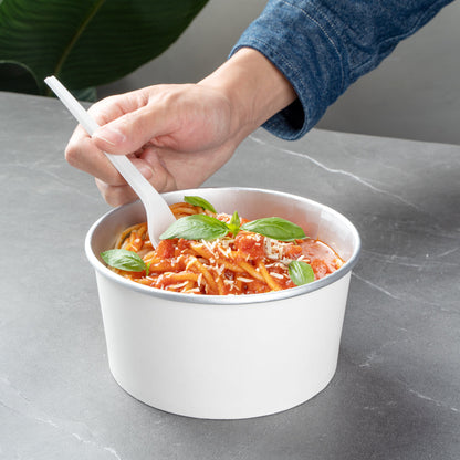 Foil Lux 33 oz White Paper Take Out Container - with Foil Interior - 6" x 6" x 3" - 200 count box
