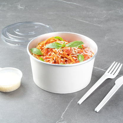 Foil Lux 33 oz White Paper Take Out Container - with Foil Interior - 6" x 6" x 3" - 200 count box