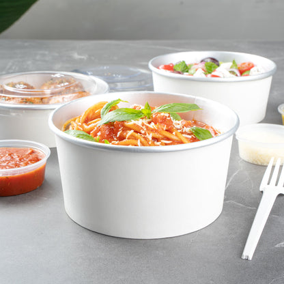 Foil Lux 33 oz White Paper Take Out Container - with Foil Interior - 6" x 6" x 3" - 200 count box