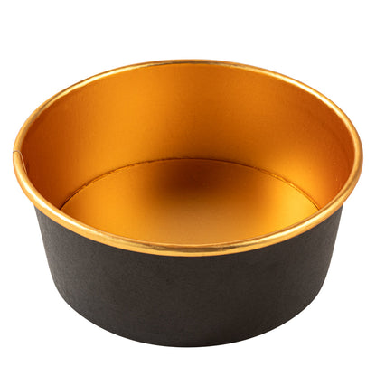 Foil Lux 37 oz Black And Gold Paper Take Out Container - with Foil Interior - 6 1/2" x 6 1/2" x 2 1/2" - 50 count box