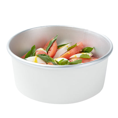 Foil Lux 37 oz White Paper Take Out Container - with Foil Interior - 6 1/2" x 6 1/2" x 2 1/2" - 200 count box