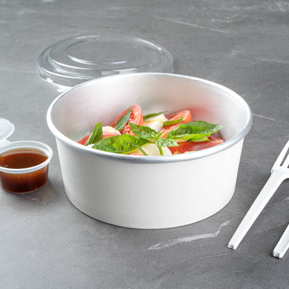 Foil Lux 37 oz White Paper Take Out Container - with Foil Interior - 6 1/2" x 6 1/2" x 2 1/2" - 200 count box