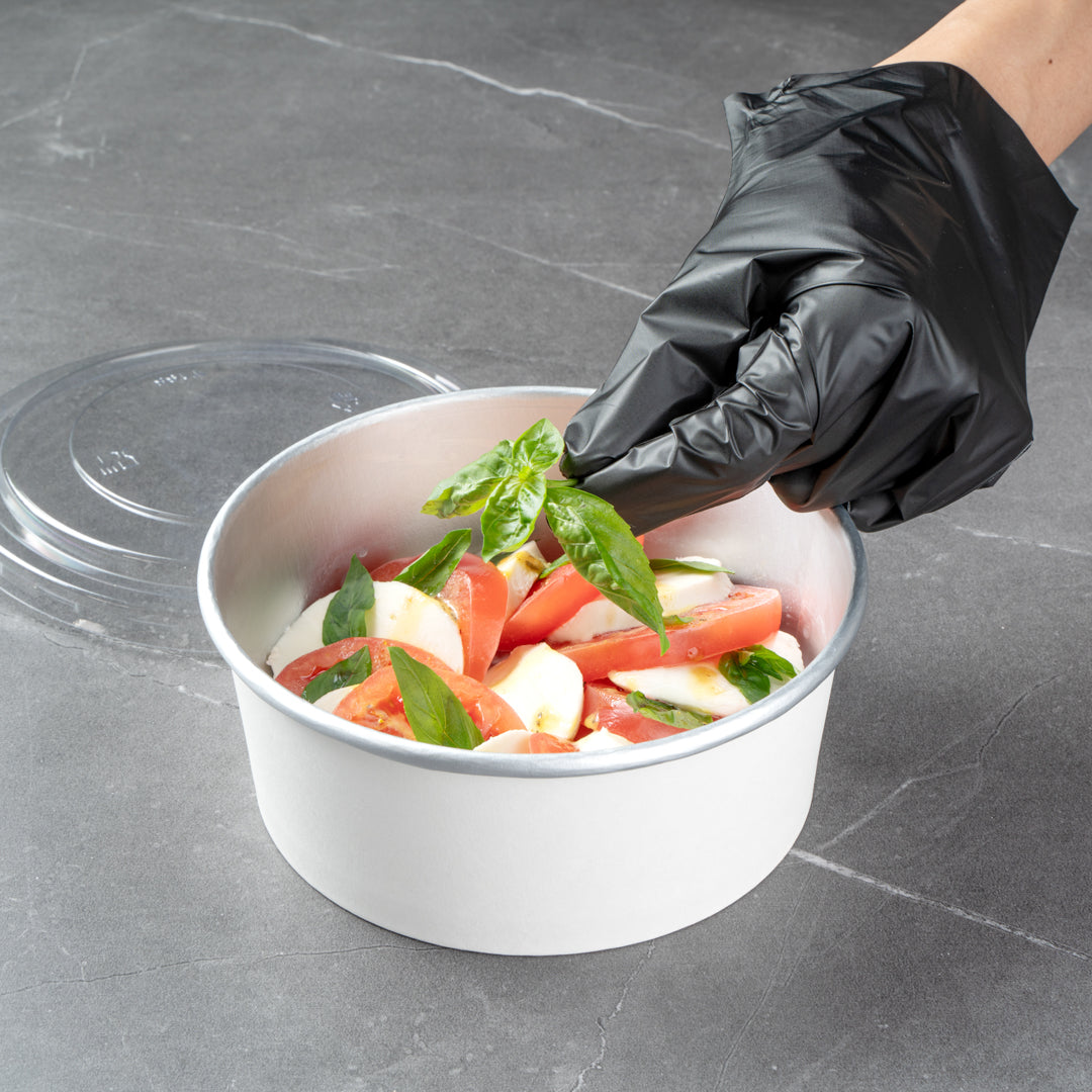 Foil Lux 37 oz White Paper Take Out Container - with Foil Interior - 6 1/2" x 6 1/2" x 2 1/2" - 200 count box