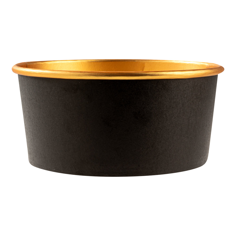 Foil Lux 42 oz Black And Gold Paper Take Out Container - with Foil Interior - 6 1/2" x 6 1/2" x 3" - 50 count box