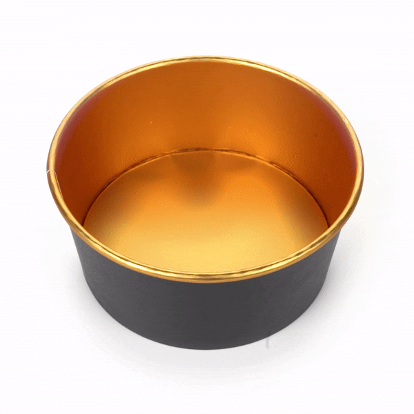 Foil Lux 42 oz Black And Gold Paper Take Out Container - with Foil Interior - 6 1/2" x 6 1/2" x 3" - 200 count box