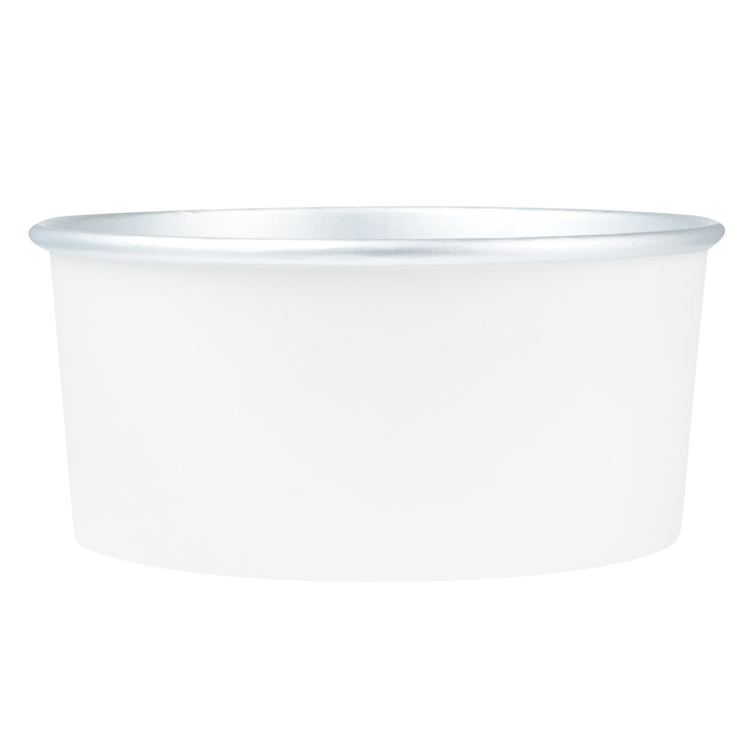 Foil Lux 42 oz White Paper Take Out Container - with Foil Interior - 6 1/2" x 6 1/2" x 3" - 200 count box