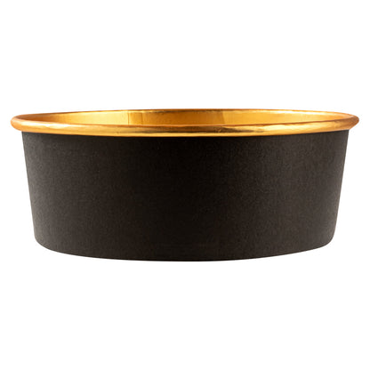 Foil Lux 45 oz Black And Gold Paper Take Out Container - with Foil Interior - 7 1/4" x 7 1/4" x 2 1/2" - 200 count box