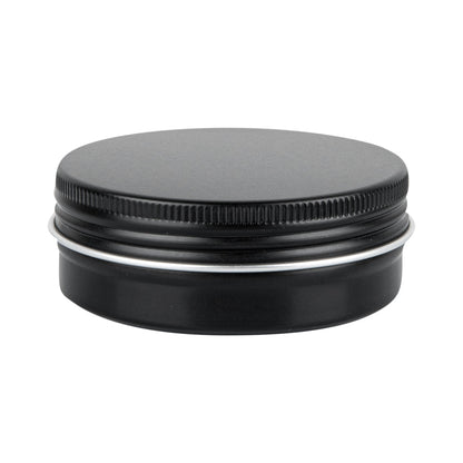 Chef 101 2 oz Round Black Tin Container - with Screw Lid - 100 count box