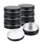 Chef 101 2 oz Round Black Tin Container - with Screw Lid - 100 count box