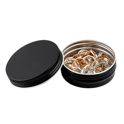 Chef 101 2 oz Round Black Tin Container - with Screw Lid - 100 count box