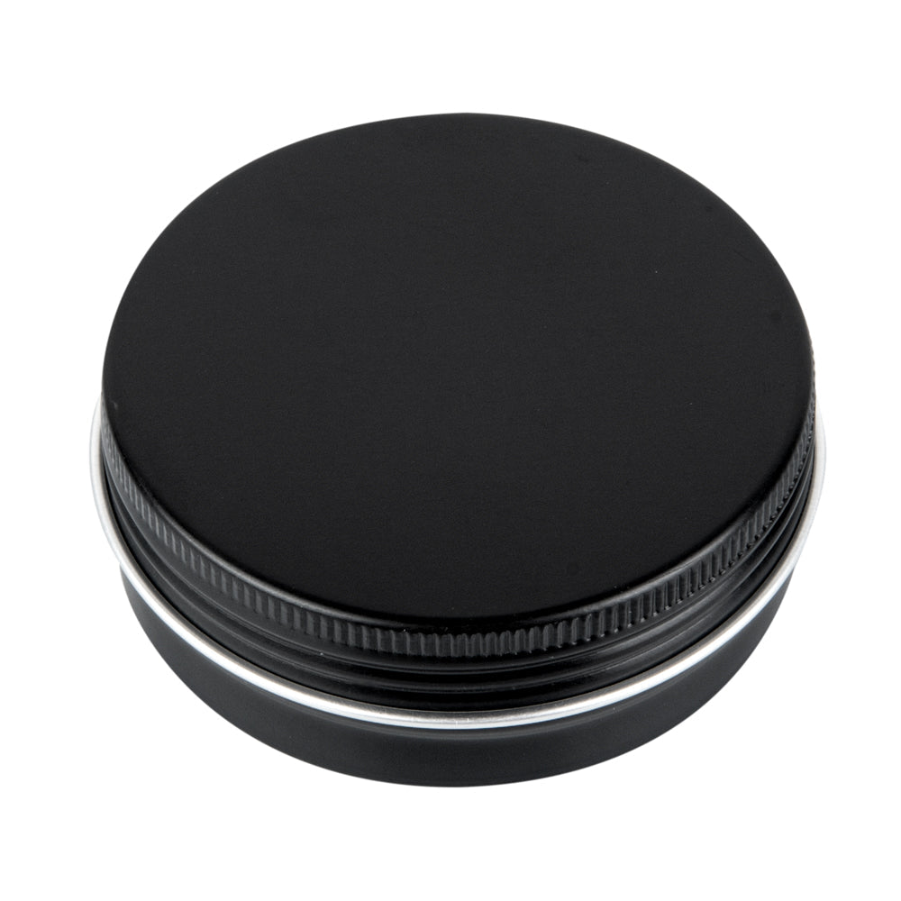 Chef 101 2 oz Round Black Tin Container - with Screw Lid - 100 count box
