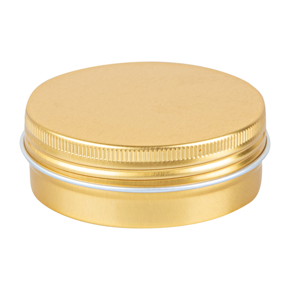 Chef 101 2 oz Round Gold Tin Container - with Screw Lid - 10 count box