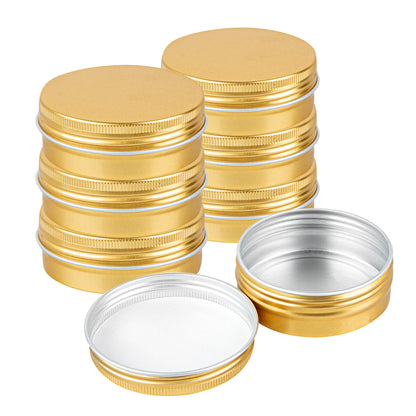 Chef 101 2 oz Round Gold Tin Container - with Screw Lid - 10 count box