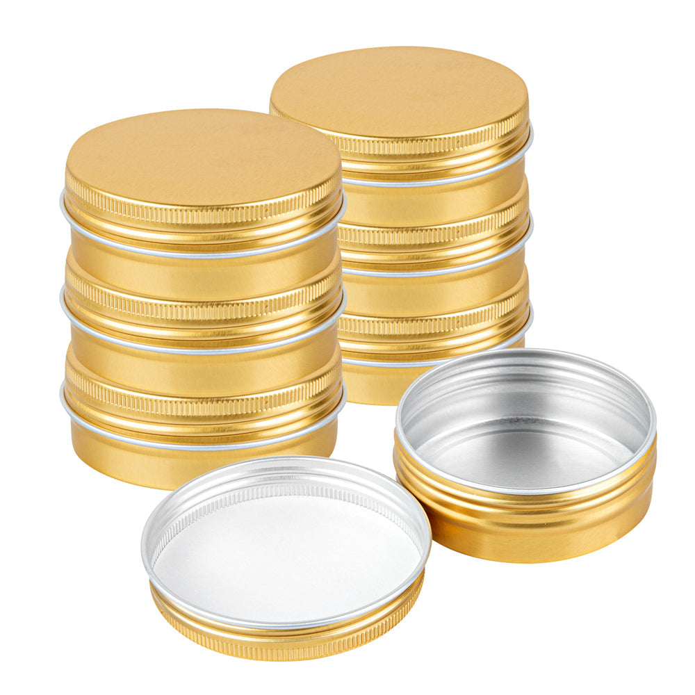 Chef 101 2 oz Round Gold Tin Container - with Screw Lid - 100 count box