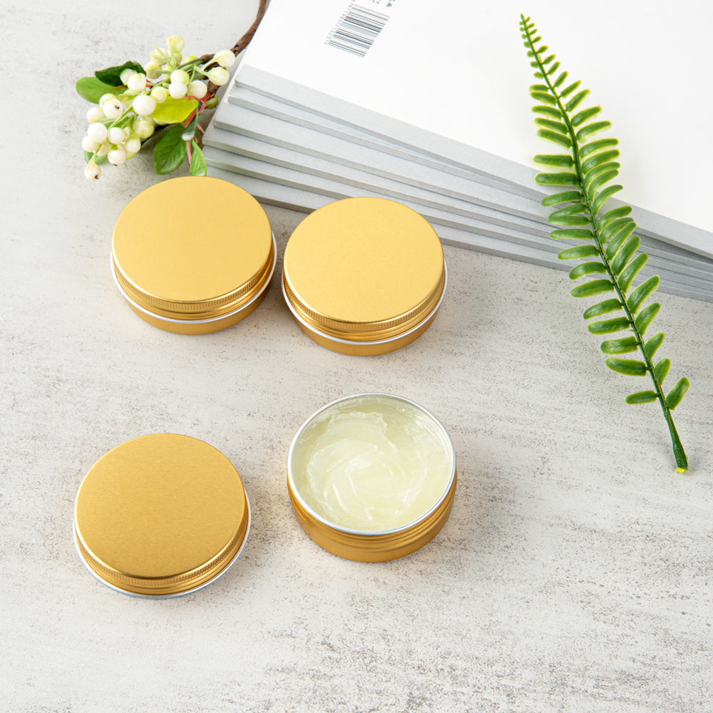 Chef 101 2 oz Round Gold Tin Container - with Screw Lid - 100 count box