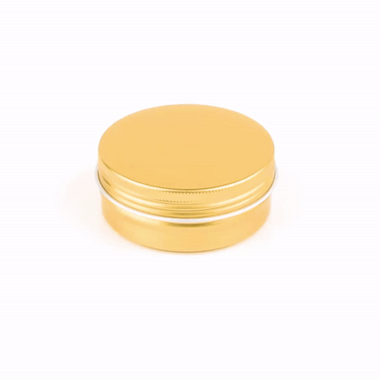 Chef 101 2 oz Round Gold Tin Container - with Screw Lid - 100 count box