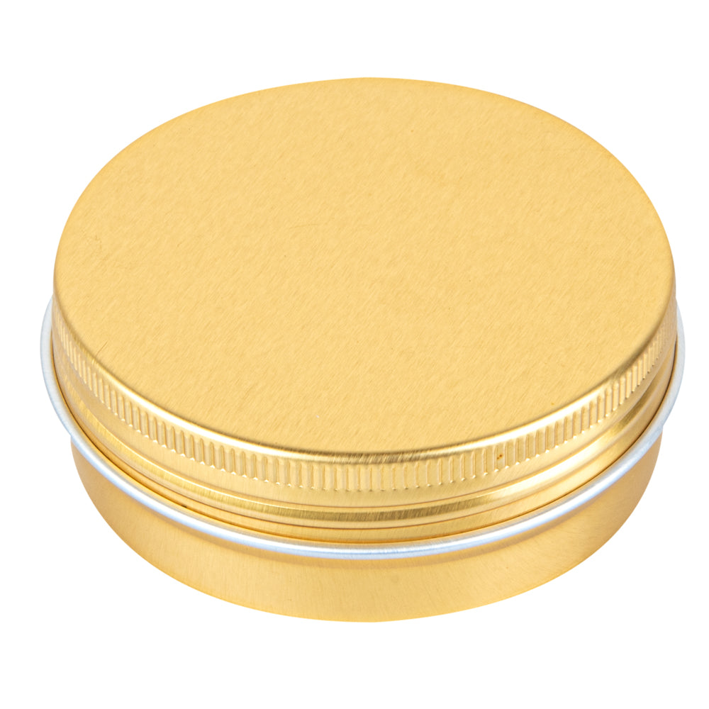 Chef 101 2 oz Round Gold Tin Container - with Screw Lid - 100 count box