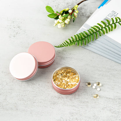 Chef 101 2 oz Round Rose Gold Tin Container - with Screw Lid - 10 count box