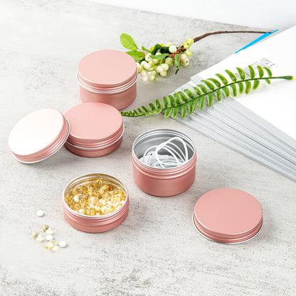 Chef 101 2 oz Round Rose Gold Tin Container - with Screw Lid - 10 count box