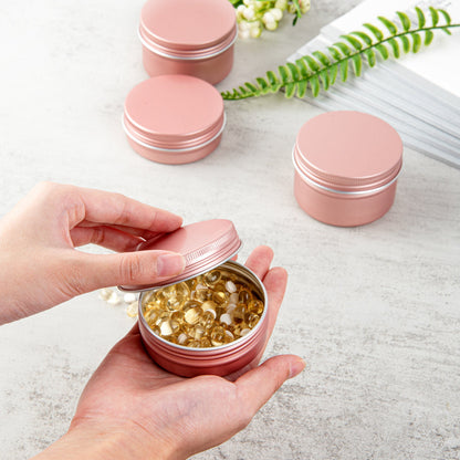 Chef 101 2 oz Round Rose Gold Tin Container - with Screw Lid - 100 count box
