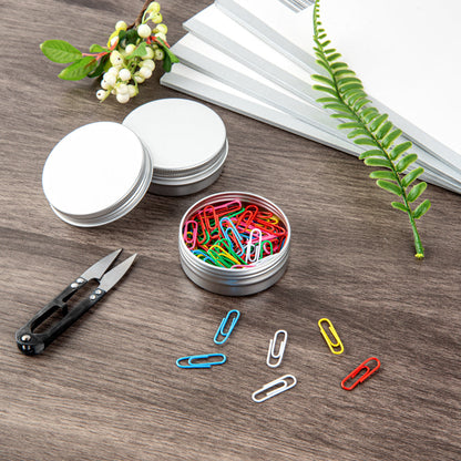 Chef 101 2 oz Round Silver Tin Container - with Screw Lid - 100 count box