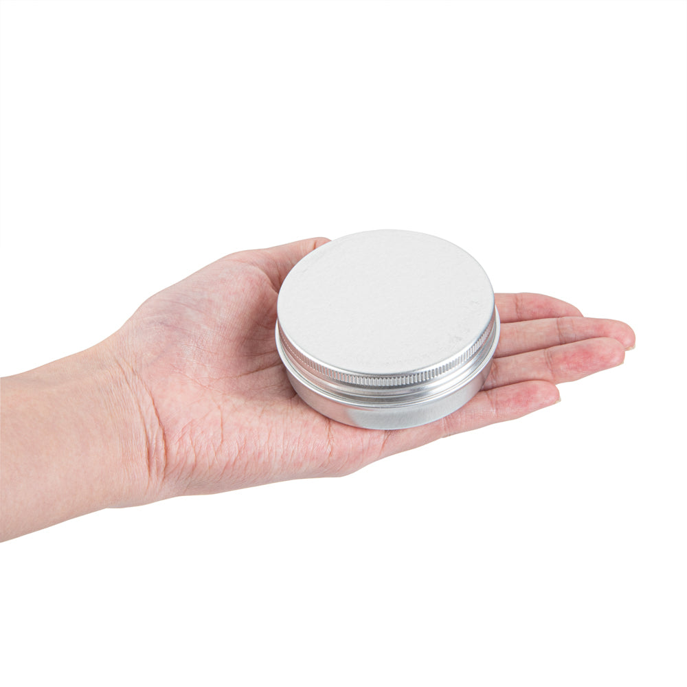 Chef 101 2 oz Round Silver Tin Container - with Screw Lid - 100 count box