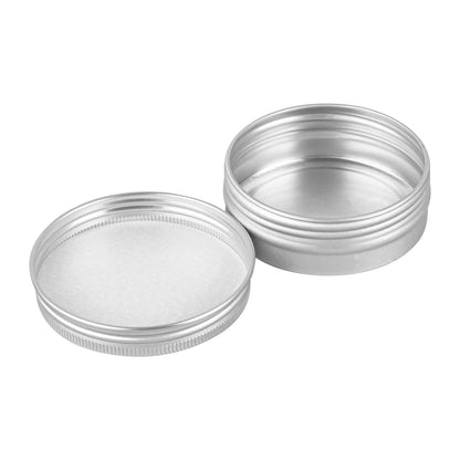 Chef 101 2 oz Round Silver Tin Container - with Screw Lid - 100 count box