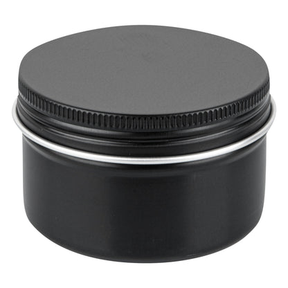 Chef 101 4 oz Round Black Tin Container - with Screw Lid - 10 count box