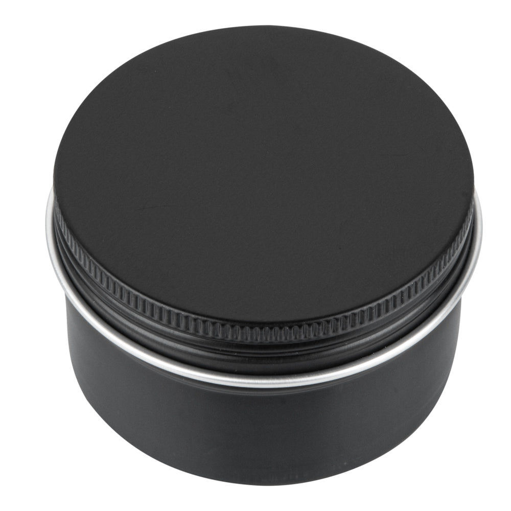 Chef 101 4 oz Round Black Tin Container - with Screw Lid - 10 count box