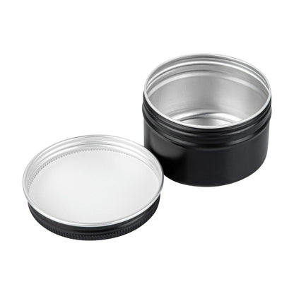 Chef 101 4 oz Round Black Tin Container - with Screw Lid - 10 count box